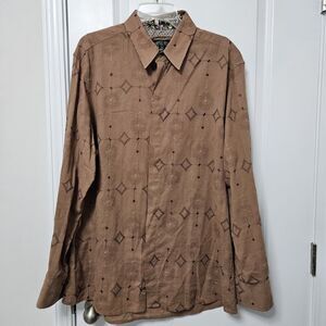 Purple Haze Properties Jimi Hendrix Shirt Men's 2XL Brown Button Up Retro 60s